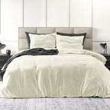 Velvet Duvet Cover Set Solid | Cream | Single - 140cm (W) x 220cm (L) - The Bedding & Blankets Store
