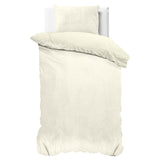Velvet Duvet Cover Set Solid | Cream | Single - 140cm (W) x 220cm (L) - The Bedding & Blankets Store