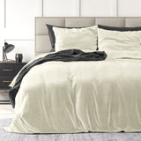 Velvet Duvet Cover Set Solid | Cream | Single - 140cm (W) x 220cm (L) - The Bedding & Blankets Store