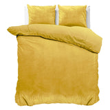 Velvet Duvet Cover Set Solid | Gold | Double - 200cm (W) x 220cm (L) - The Bedding & Blankets Store
