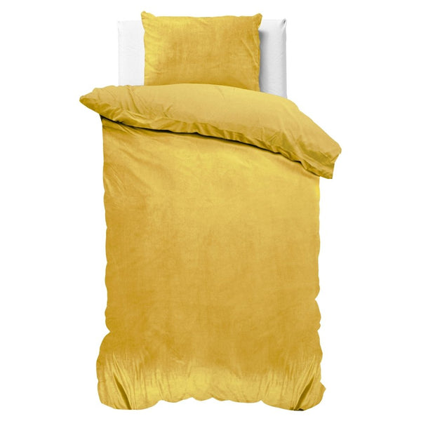 Velvet Duvet Cover Set Solid | Gold | Single - 140cm (W) x 220cm (L) - The Bedding & Blankets Store