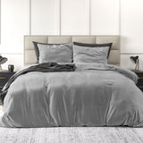 Velvet Duvet Cover Set Solid | Grey | Single - 140cm (W) x 220cm (L) - The Bedding & Blankets Store