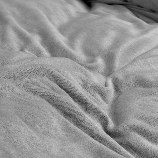 Velvet Duvet Cover Set Solid | Grey | Single - 140cm (W) x 220cm (L) - The Bedding & Blankets Store