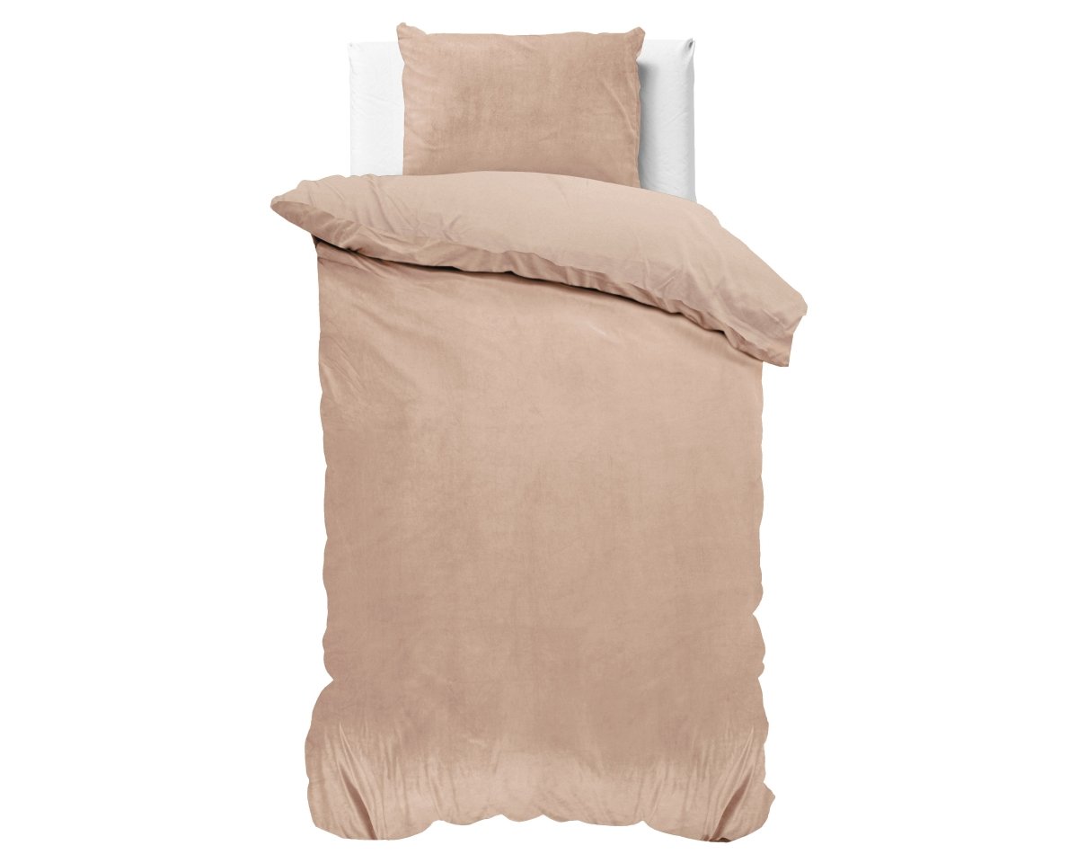 Velvet Duvet Cover Set Solid | Nude | Single - 140cm (W) x 220cm (L) - The Bedding & Blankets Store