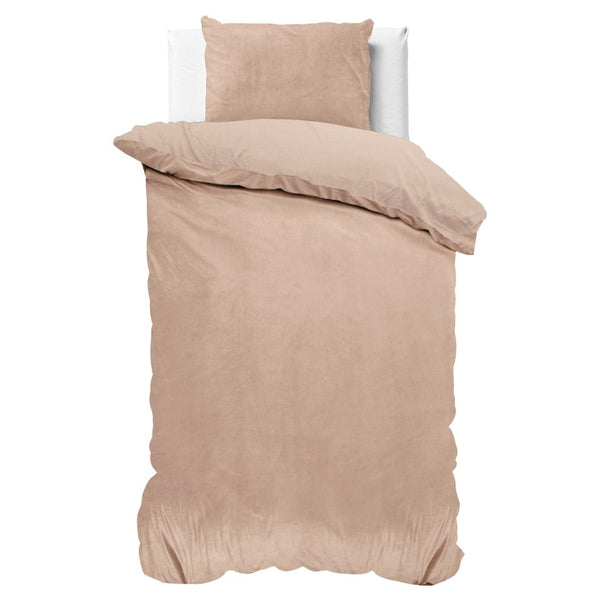 Velvet Duvet Cover Set Solid | Nude | Single - 140cm (W) x 220cm (L) - The Bedding & Blankets Store