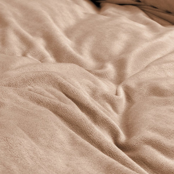 Velvet Duvet Cover Set Solid | Nude | Single - 140cm (W) x 220cm (L) - The Bedding & Blankets Store