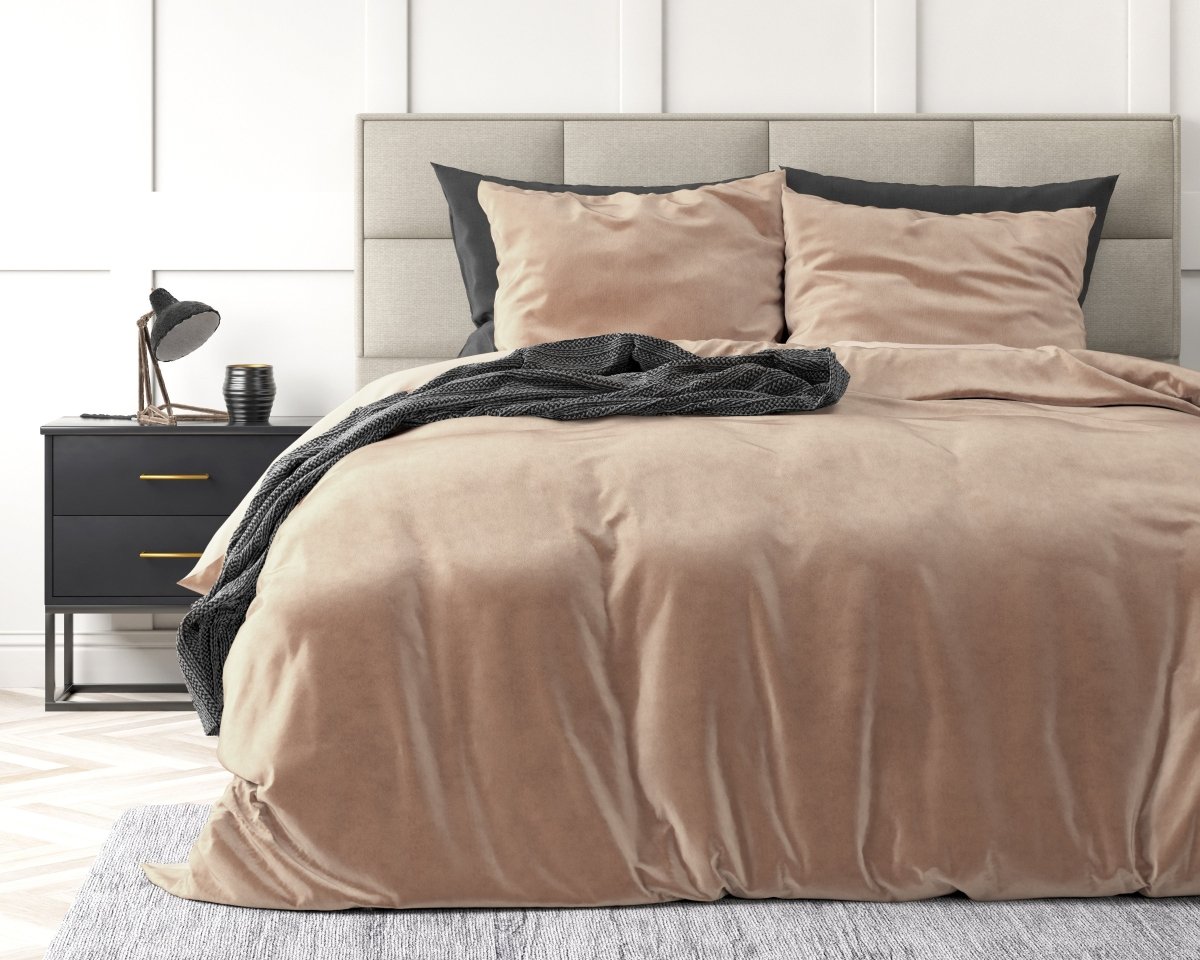 Velvet Duvet Cover Set Solid | Nude | Single - 140cm (W) x 220cm (L) - The Bedding & Blankets Store