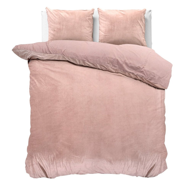 Velvet Duvet Cover Set Solid | Pink | Double - 200cm (W) x 220cm (L) - The Bedding & Blankets Store