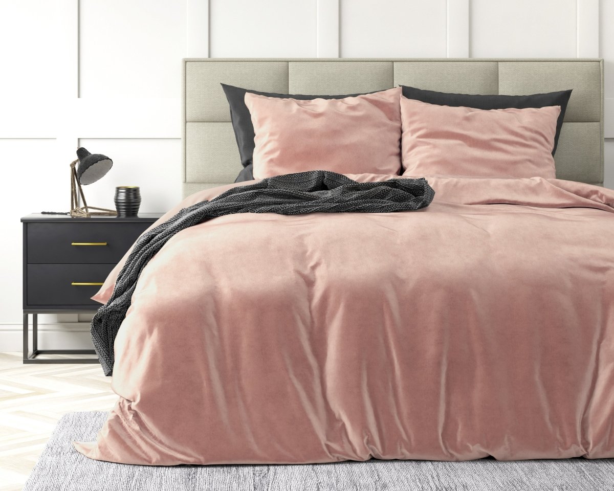 Velvet Duvet Cover Set Solid | Pink | Single - 140cm (W) x 220cm (L) - The Bedding & Blankets Store