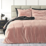 Velvet Duvet Cover Set Solid | Pink | Single - 140cm (W) x 220cm (L) - The Bedding & Blankets Store