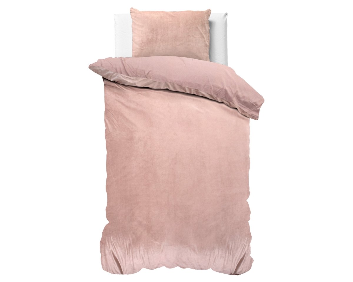 Velvet Duvet Cover Set Solid | Pink | Single - 140cm (W) x 220cm (L) - The Bedding & Blankets Store