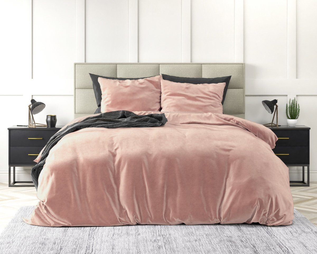 Velvet Duvet Cover Set Solid | Pink | Single - 140cm (W) x 220cm (L) - The Bedding & Blankets Store