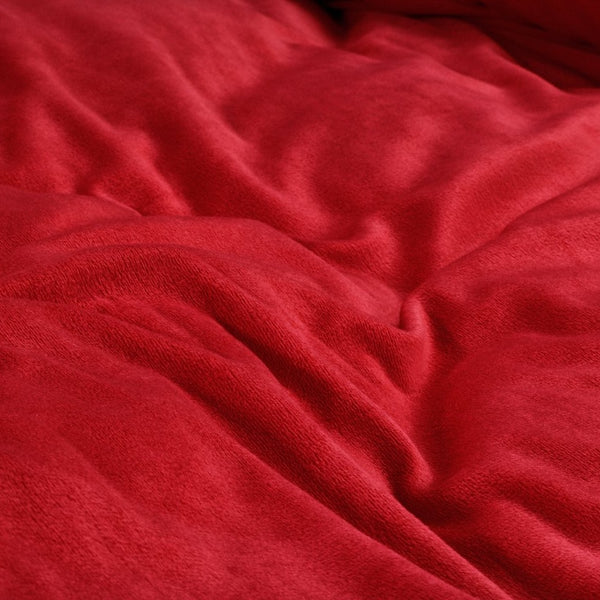 Velvet Duvet Cover Set Solid | Red | Single - 140cm (W) x 220cm (L) - The Bedding & Blankets Store