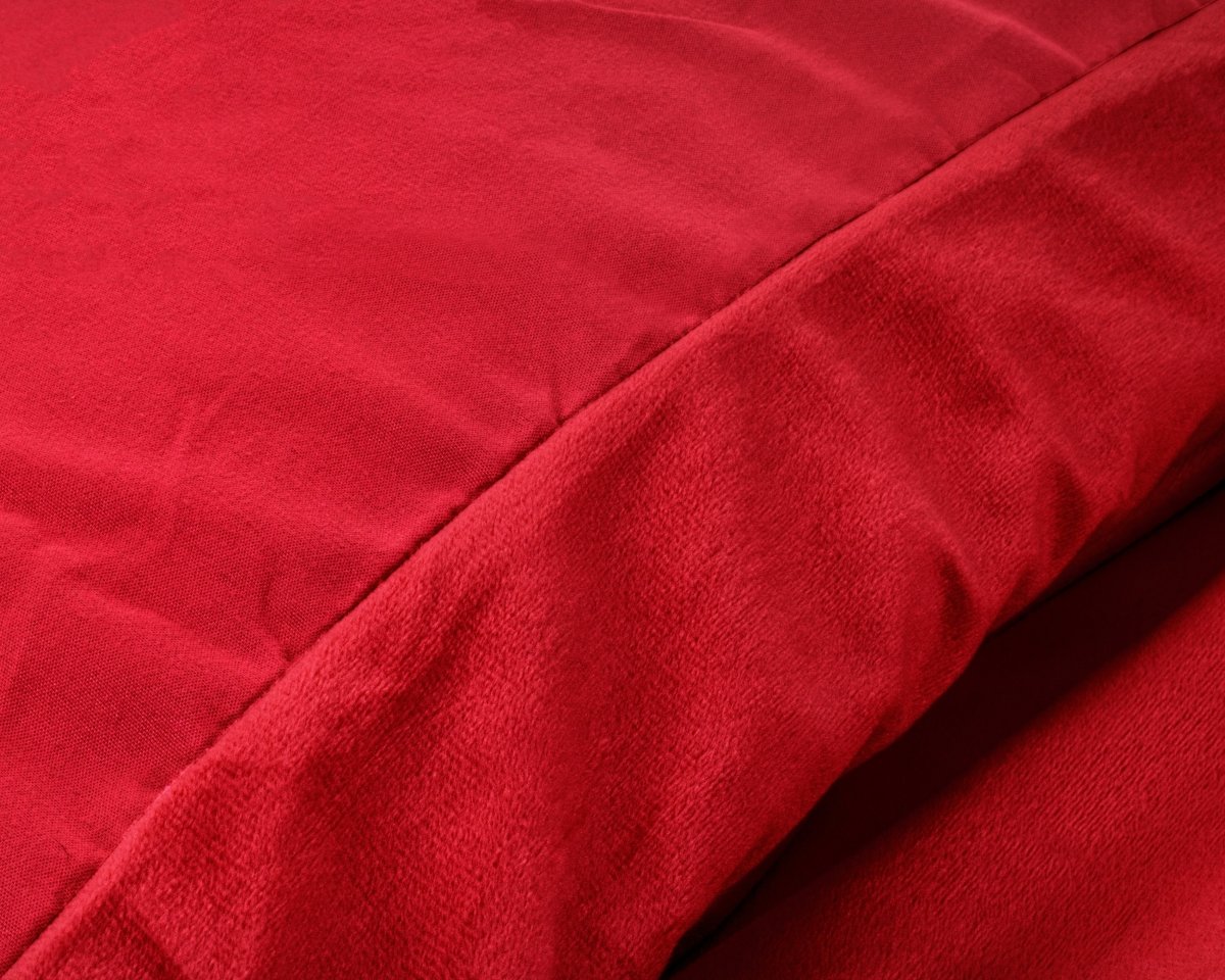 Velvet Duvet Cover Set Solid | Red | Single - 140cm (W) x 220cm (L) - The Bedding & Blankets Store
