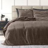 Velvet Duvet Cover Set Solid | Taupe | Single - 140cm (W) x 220cm (L) - The Bedding & Blankets Store