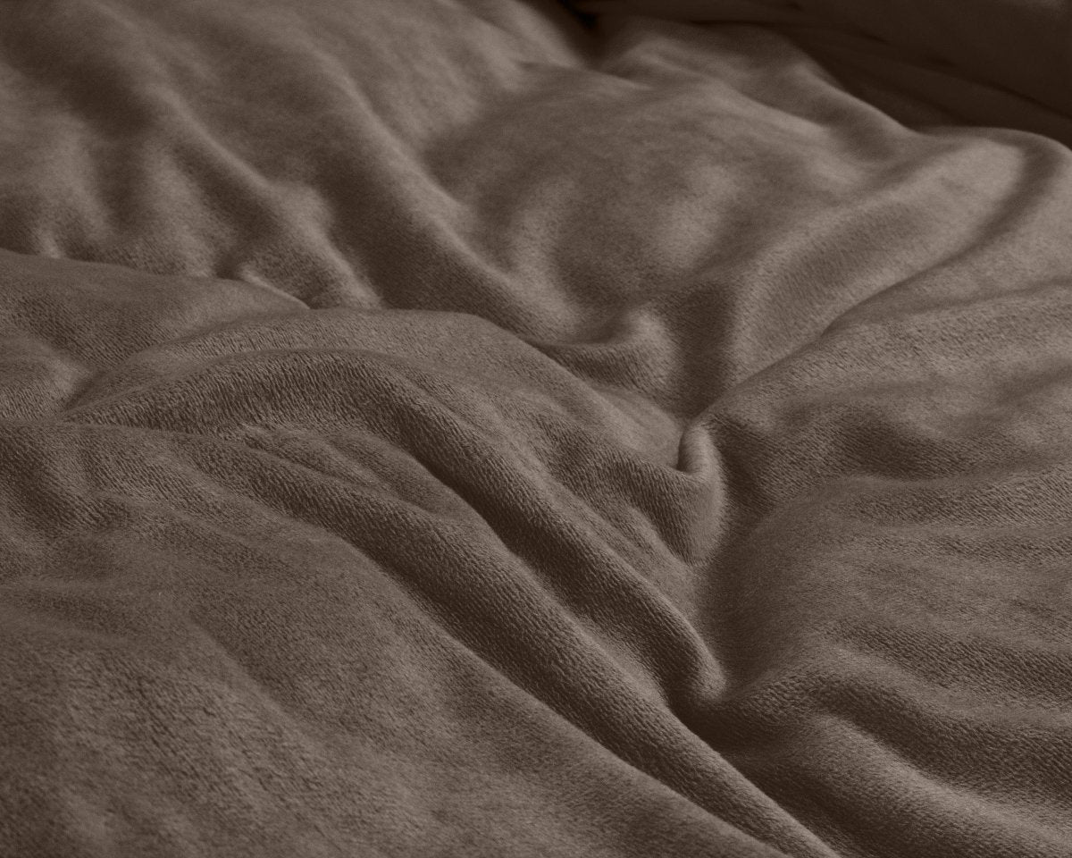 Velvet Duvet Cover Set Solid | Taupe | Single - 140cm (W) x 220cm (L) - The Bedding & Blankets Store