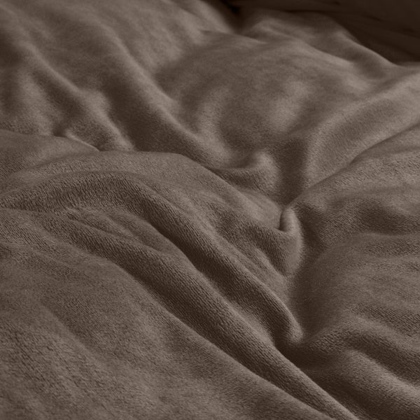 Velvet Duvet Cover Set Solid | Taupe | Single - 140cm (W) x 220cm (L) - The Bedding & Blankets Store