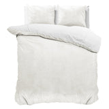 Velvet Duvet Cover Set Solid | White | Double - 200cm (W) x 220cm (L) - The Bedding & Blankets Store