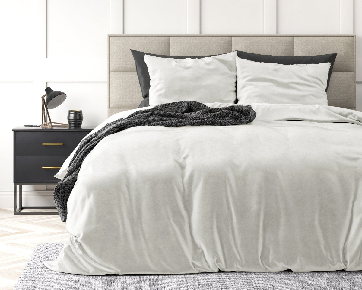 Velvet Duvet Cover Set Solid | White | Single - 140cm (W) x 220cm (L) - The Bedding & Blankets Store
