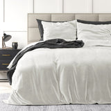 Velvet Duvet Cover Set Solid | White | Single - 140cm (W) x 220cm (L) - The Bedding & Blankets Store