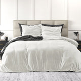 Velvet Duvet Cover Set Solid | White | Single - 140cm (W) x 220cm (L) - The Bedding & Blankets Store