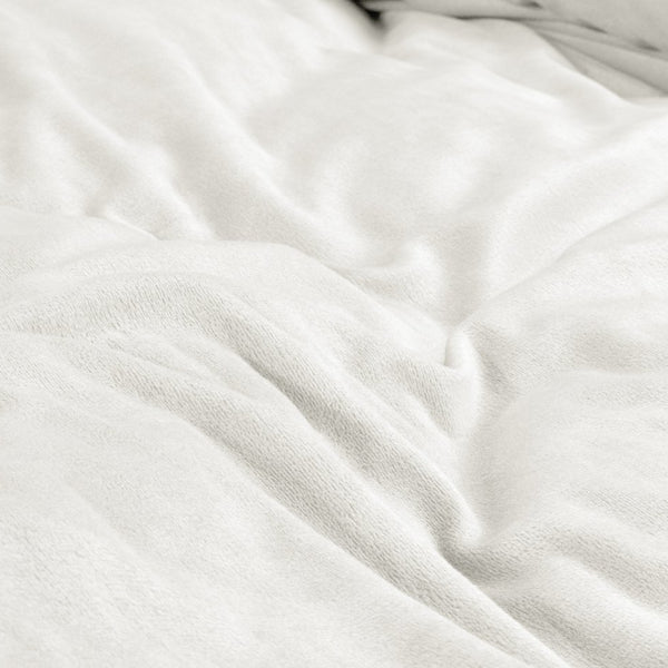 Velvet Duvet Cover Set Solid | White | Single - 140cm (W) x 220cm (L) - The Bedding & Blankets Store