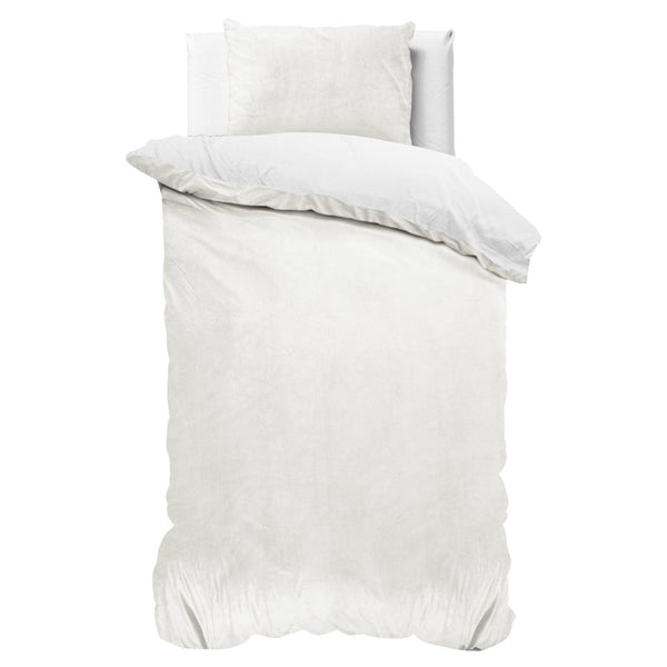 Velvet Duvet Cover Set Solid | White | Single - 140cm (W) x 220cm (L) - The Bedding & Blankets Store