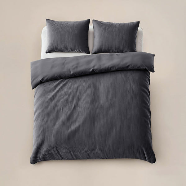 Velvet Duvet Cover Set Velvet Cartier | Anthracite | Double - 200cm (W) x 220cm (L) - The Bedding & Blankets Store