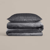 Velvet Duvet Cover Set Velvet Cartier | Anthracite | Double - 200cm (W) x 220cm (L) - The Bedding & Blankets Store