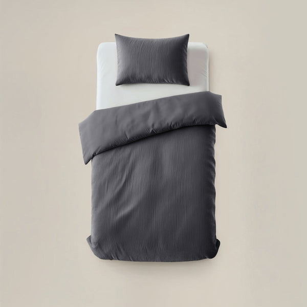 Velvet Duvet Cover Set Velvet Cartier | Anthracite | Double - 200cm (W) x 220cm (L) - The Bedding & Blankets Store