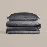 Velvet Duvet Cover Set Velvet Cartier | Anthracite | Double - 200cm (W) x 220cm (L) - The Bedding & Blankets Store