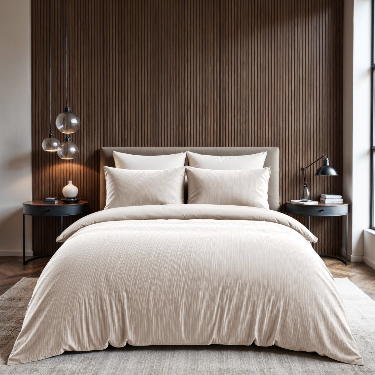 Velvet Duvet Cover Set Velvet Cartier | Cream | Double - 200cm (W) x 220cm (L) - The Bedding & Blankets Store