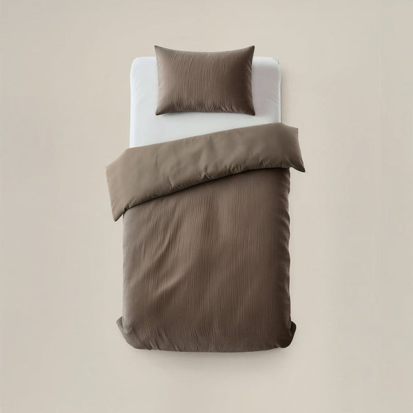 Velvet Duvet Cover Set Velvet Cartier | Taupe | Double - 200cm (W) x 220cm (L) - The Bedding & Blankets Store
