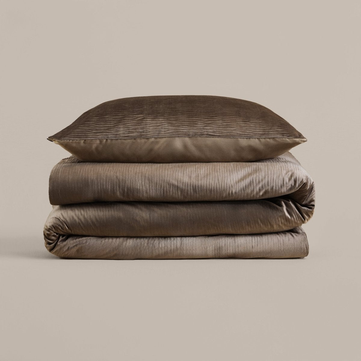 Velvet Duvet Cover Set Velvet Cartier | Taupe | Double - 200cm (W) x 220cm (L) - The Bedding & Blankets Store