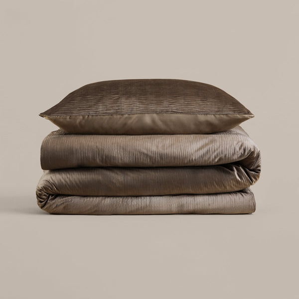 Velvet Duvet Cover Set Velvet Cartier | Taupe | Double - 200cm (W) x 220cm (L) - The Bedding & Blankets Store