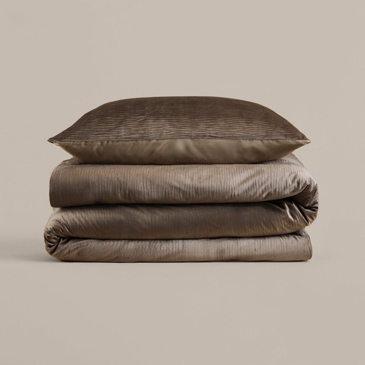 Velvet Duvet Cover Set Velvet Cartier | Taupe | Double - 200cm (W) x 220cm (L) - The Bedding & Blankets Store