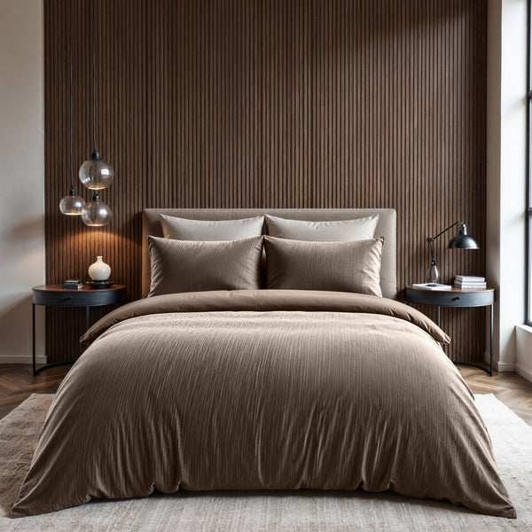 Velvet Duvet Cover Set Velvet Cartier | Taupe | Double - 200cm (W) x 220cm (L) - The Bedding & Blankets Store