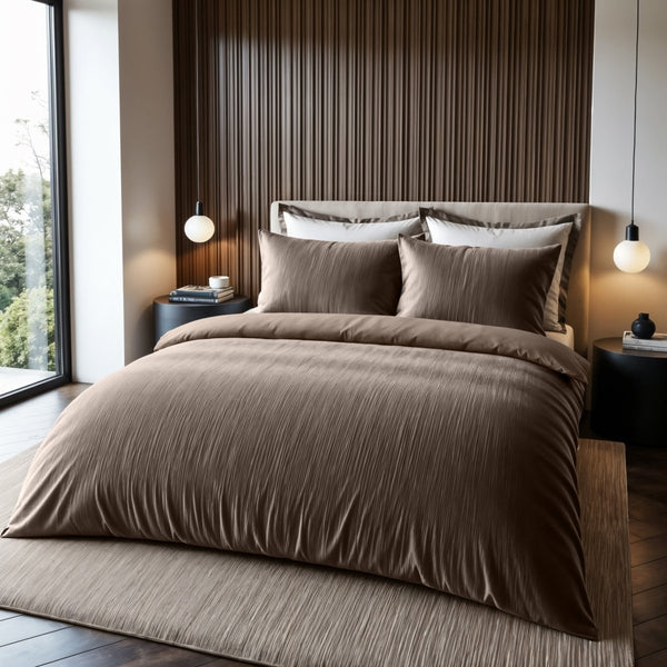 Velvet Duvet Cover Set Velvet Cartier | Taupe | Double - 200cm (W) x 220cm (L) - The Bedding & Blankets Store