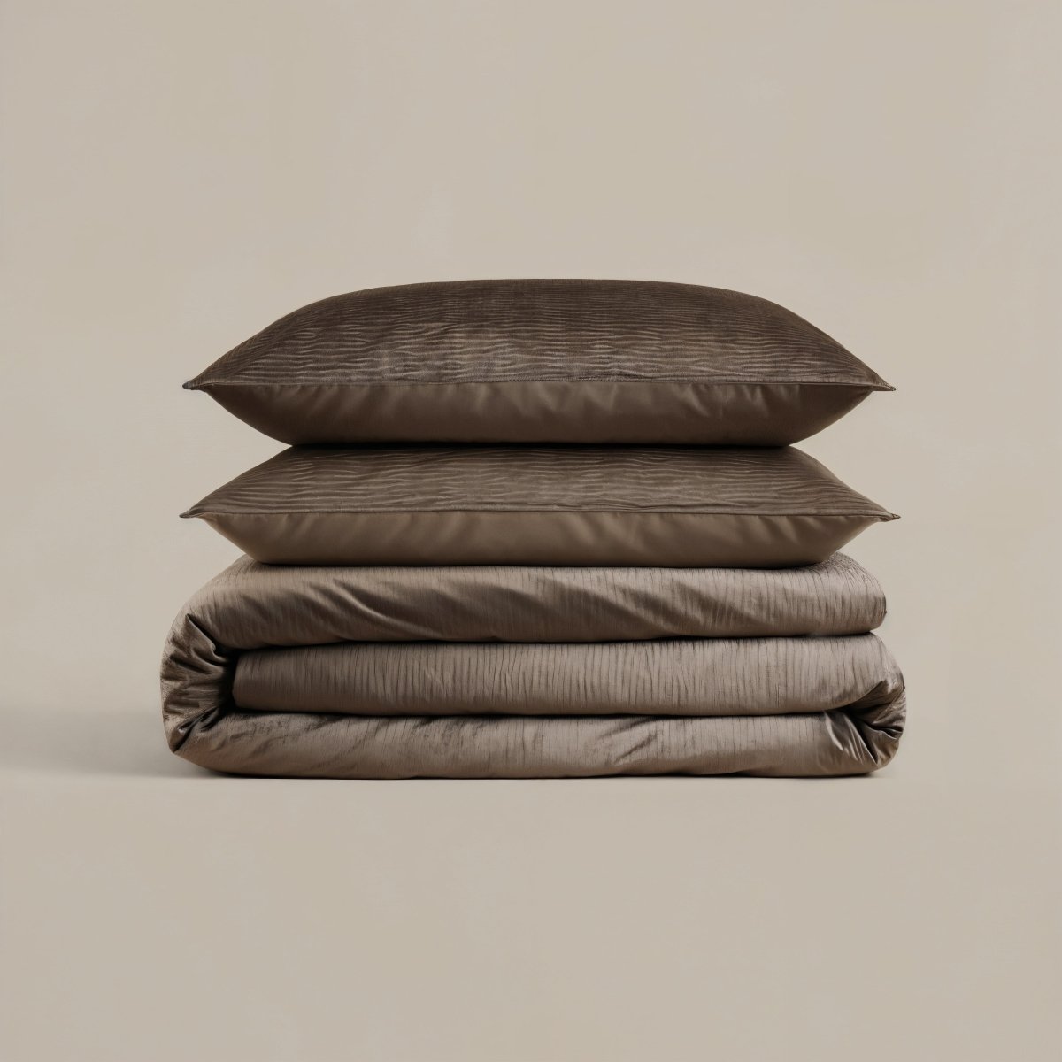 Velvet Duvet Cover Set Velvet Cartier | Taupe | Double - 200cm (W) x 220cm (L) - The Bedding & Blankets Store