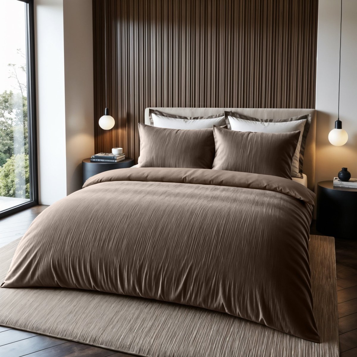 Velvet Duvet Cover Set Velvet Cartier | Taupe | Double - 200cm (W) x 220cm (L) - The Bedding & Blankets Store
