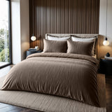 Velvet Duvet Cover Set Velvet Cartier | Taupe | Double - 200cm (W) x 220cm (L) - The Bedding & Blankets Store
