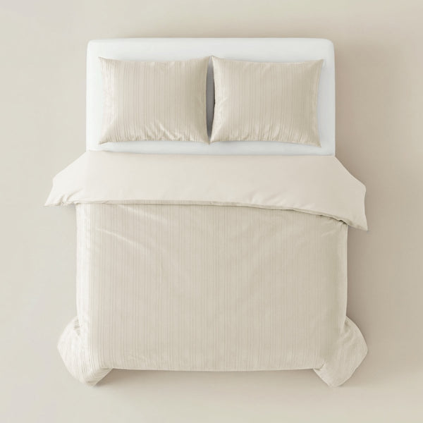 Velvet Duvet Cover Set Velvet Lining | Beige | Double - 200cm (W) x 200/220cm (L) - The Bedding & Blankets Store