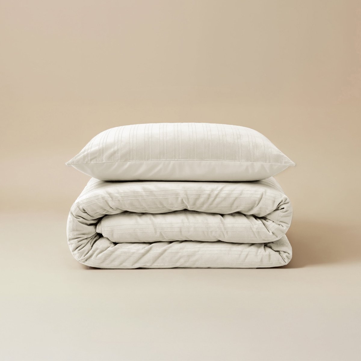 Velvet Duvet Cover Set Velvet Lining | Beige | Double - 200cm (W) x 200/220cm (L) - The Bedding & Blankets Store