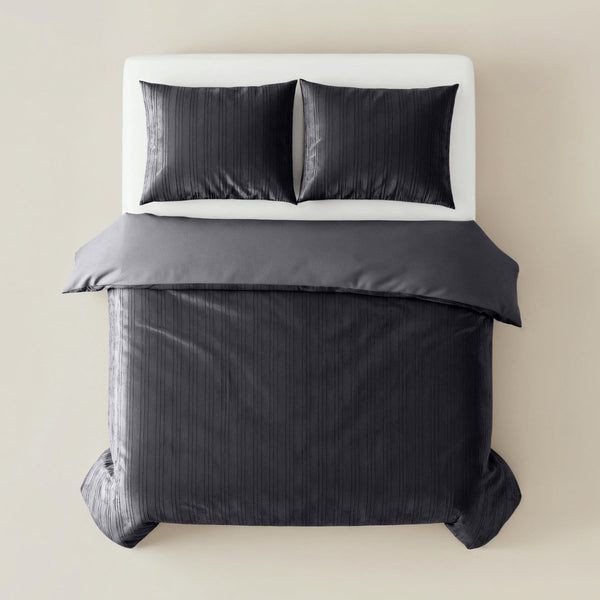 Velvet Duvet Cover Set Velvet Lining | Black | Double - 200cm (W) x 200/220cm (L) - The Bedding & Blankets Store