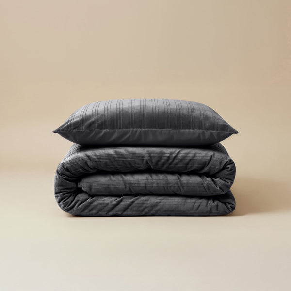 Velvet Duvet Cover Set Velvet Lining | Black | Double - 200cm (W) x 200/220cm (L) - The Bedding & Blankets Store