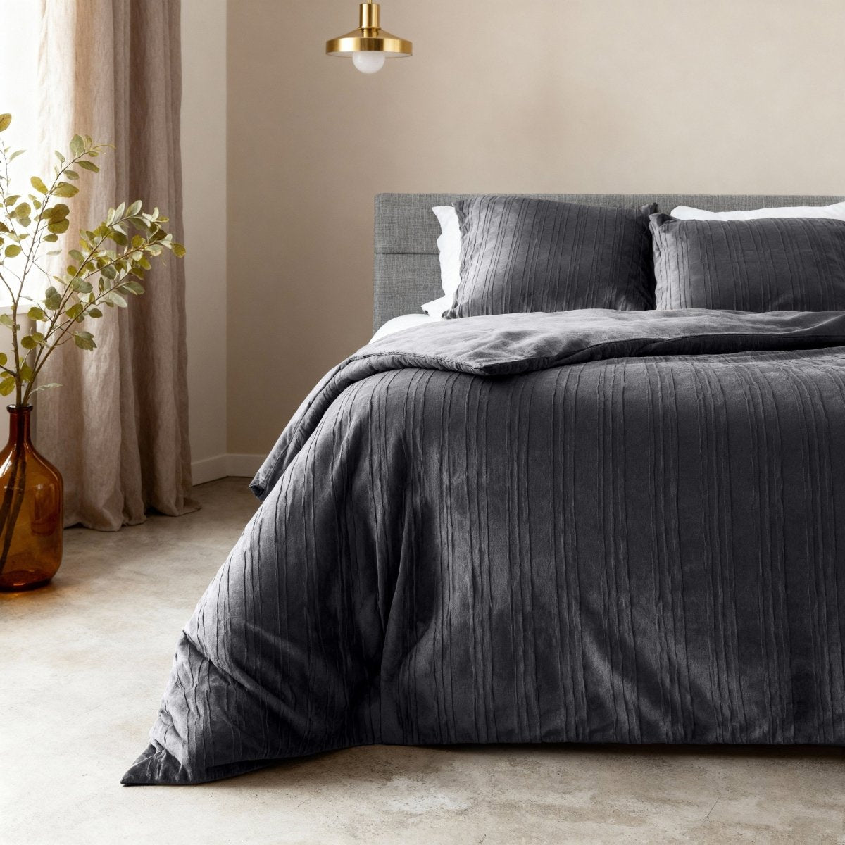 Velvet Duvet Cover Set Velvet Lining | Black | Double - 200cm (W) x 200/220cm (L) - The Bedding & Blankets Store