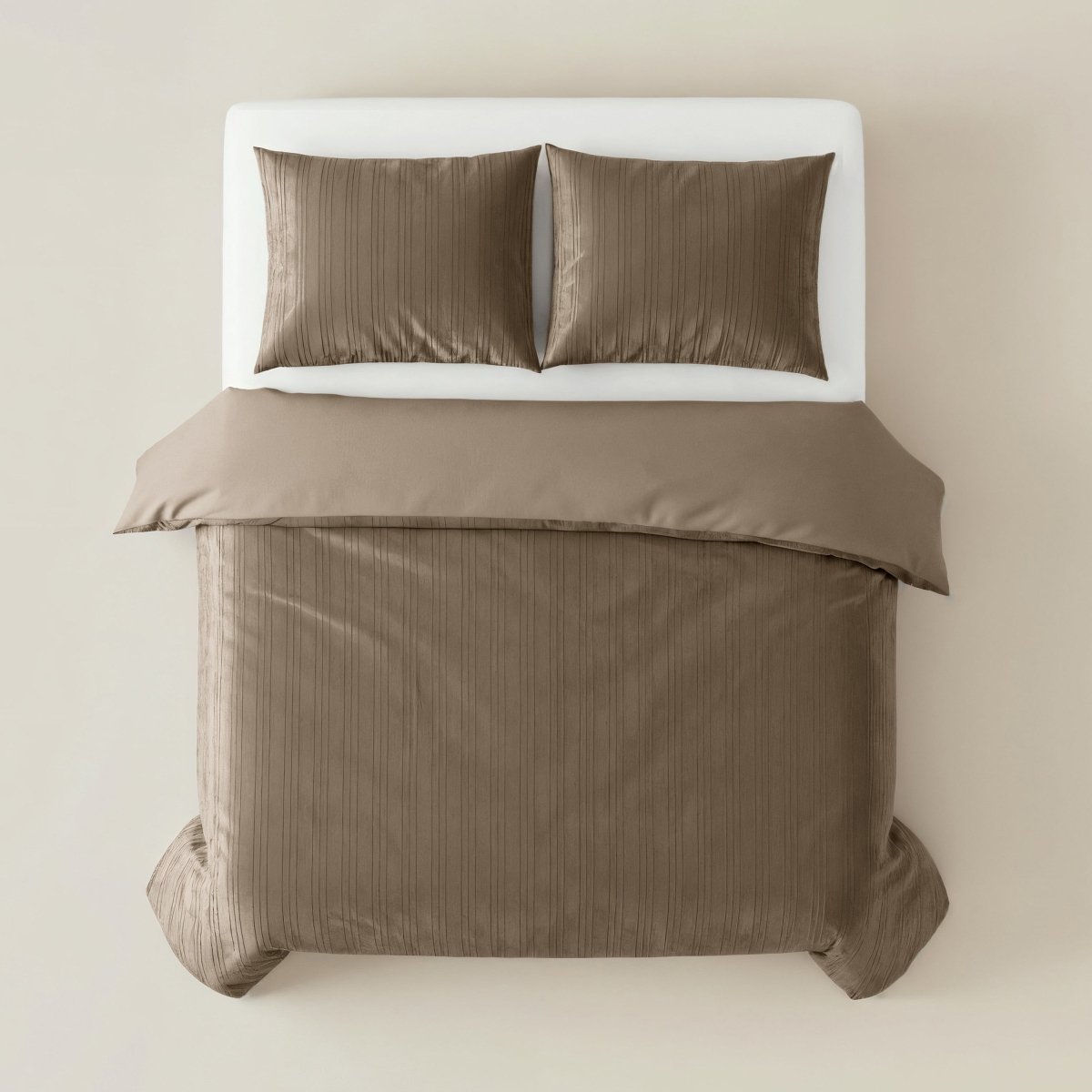 Velvet Duvet Cover Set Velvet Lining | Taupe | Double - 200cm (W) x 200/220cm (L) - The Bedding & Blankets Store