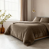 Velvet Duvet Cover Set Velvet Lining | Taupe | Double - 200cm (W) x 200/220cm (L) - The Bedding & Blankets Store