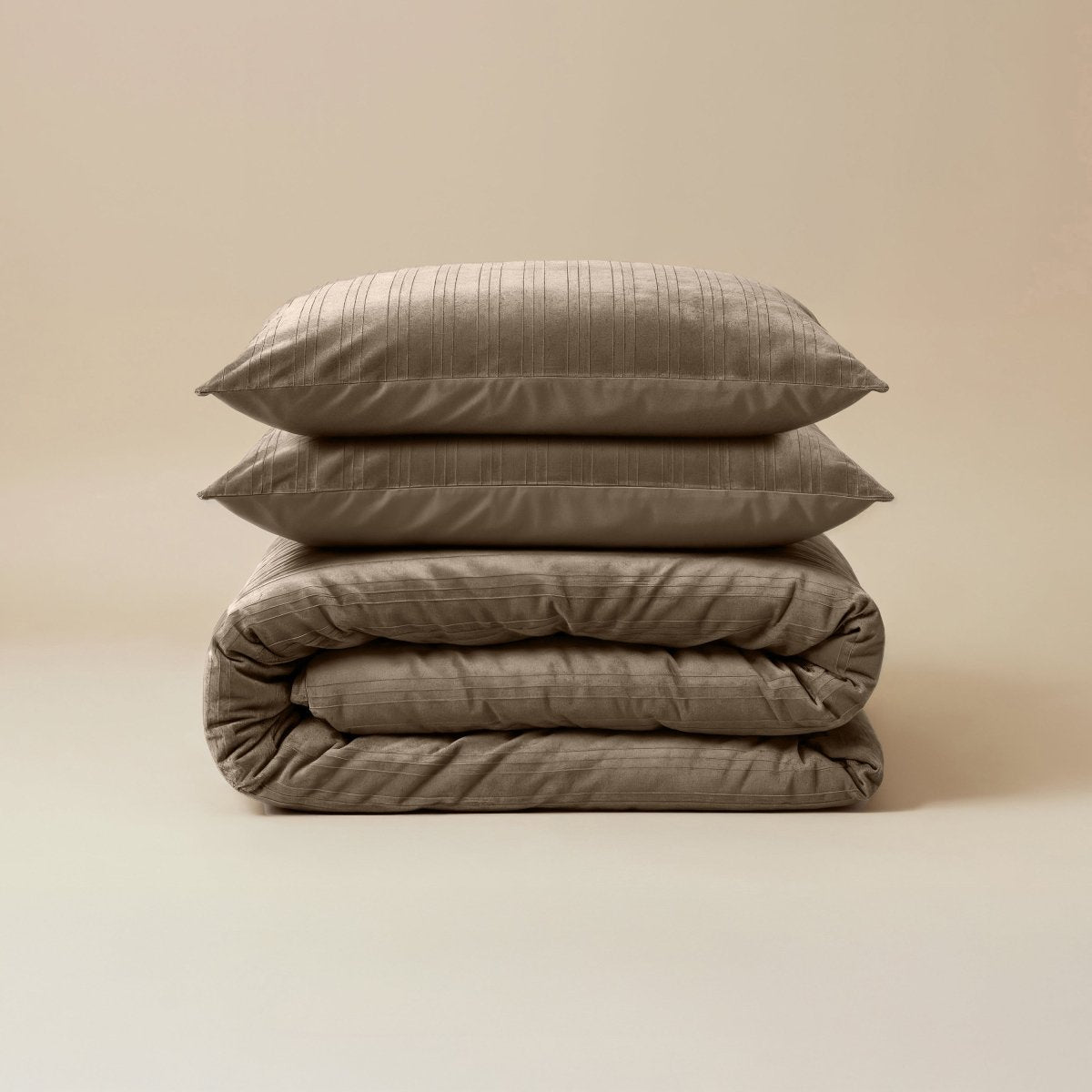 Velvet Duvet Cover Set Velvet Lining | Taupe | Double - 200cm (W) x 200/220cm (L) - The Bedding & Blankets Store