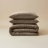 Velvet Duvet Cover Set Velvet Lining | Taupe | Double - 200cm (W) x 200/220cm (L) - The Bedding & Blankets Store